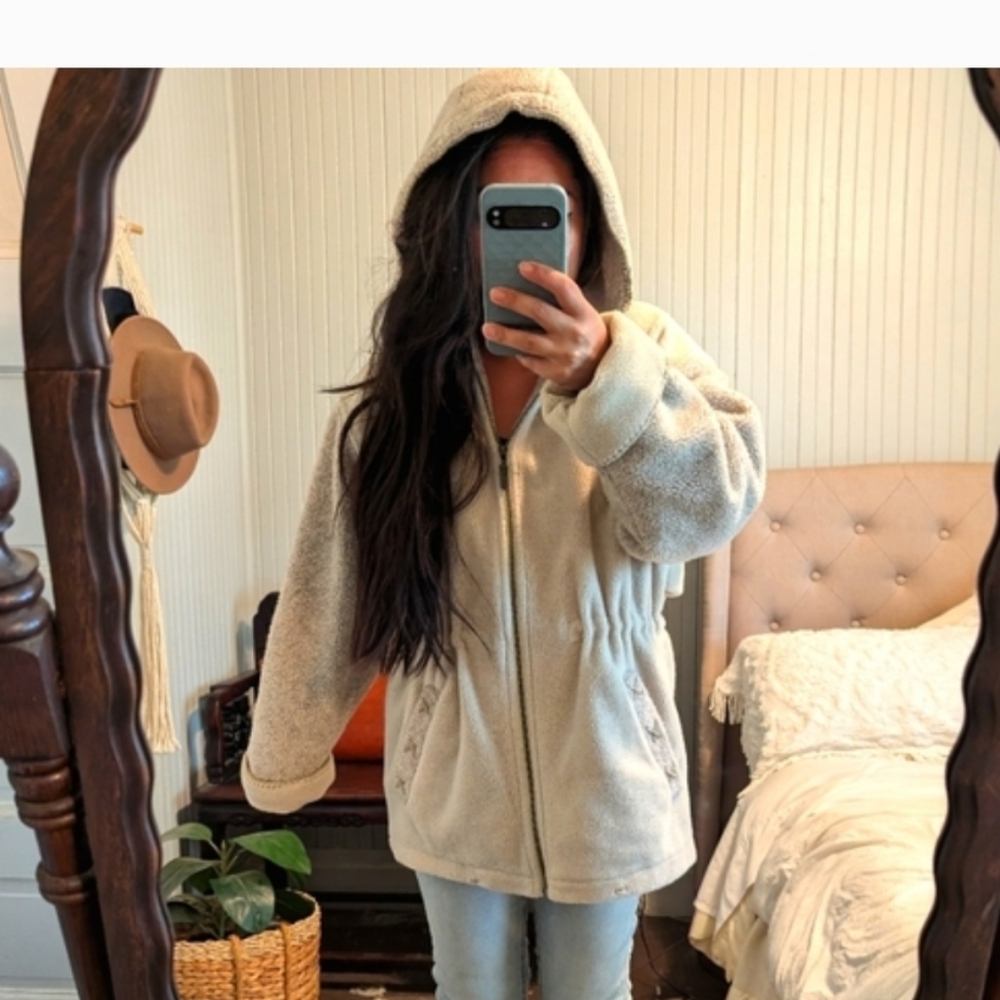 Vintage Oversize 90's Izzi Division of Rothschild teddy Sherpa coat Jacket Cream